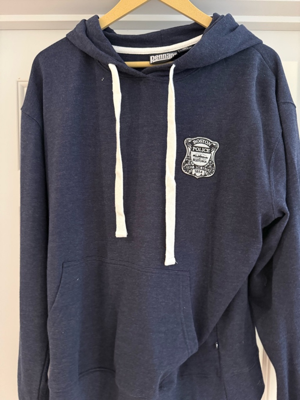 Pennant Navy Crewneck Hoodie with Boston Police Badge - Men